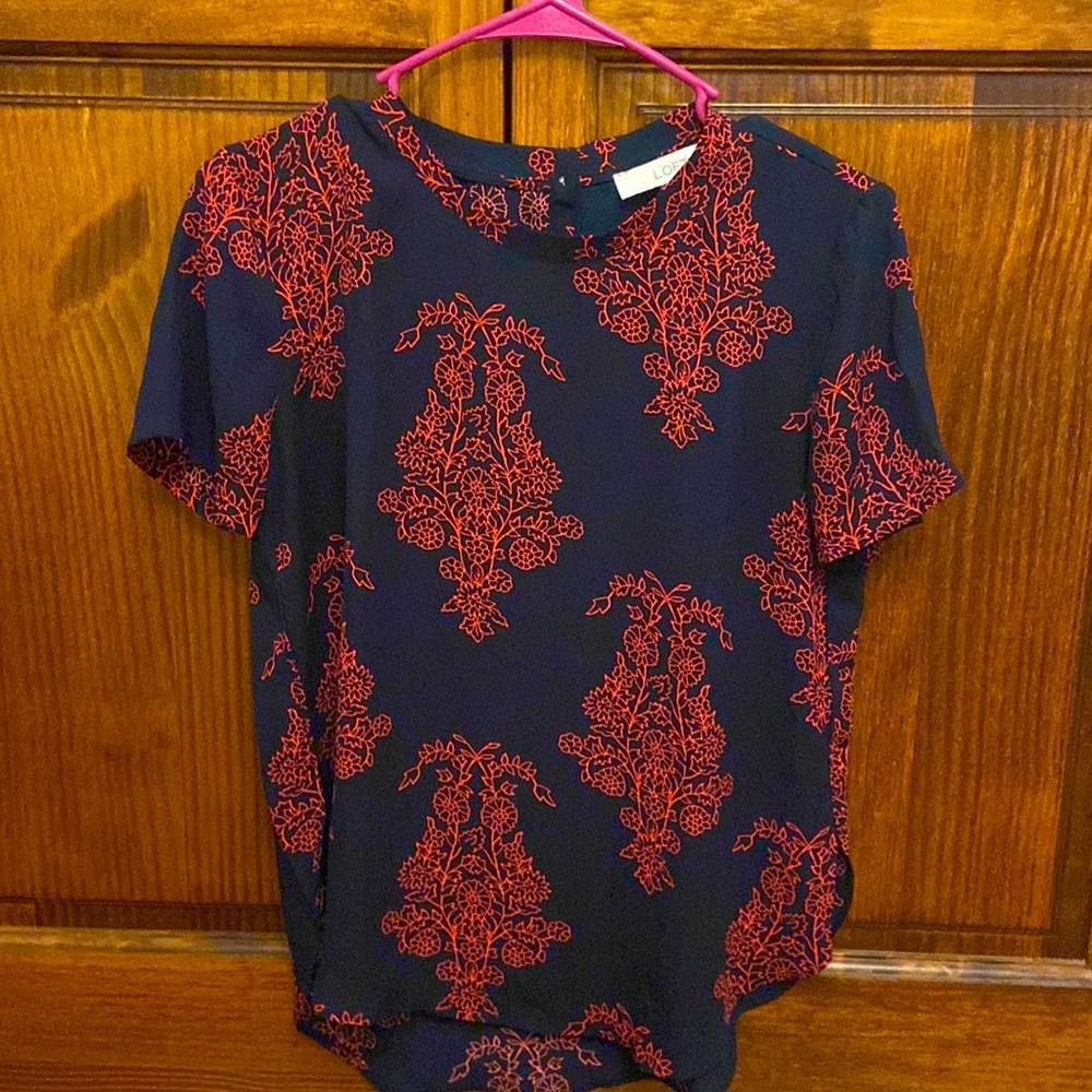 Loft Woman's Blouse Navy and Red Size XS